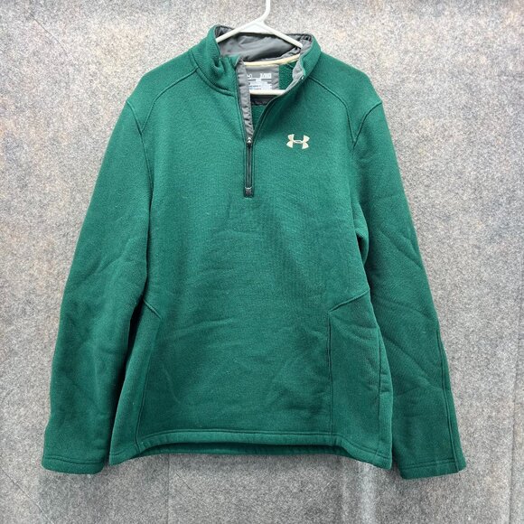 Under Armour Other - Under Armour Sweater Men Extra Large Adult Green Loose Coldgear Jacket UA Vtg